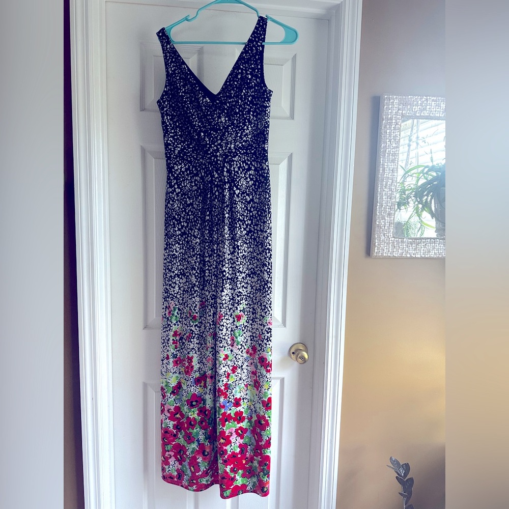 Chaps Black and Red Floral Maxi Dress